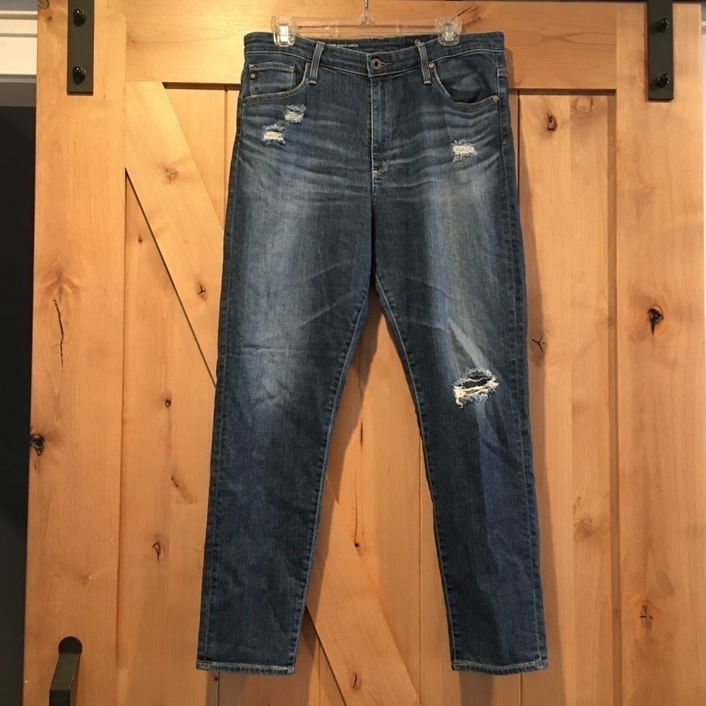 AG Adriano Goldschmied The High Rise Stevie Ankle Distressed Jeans Size 32R
